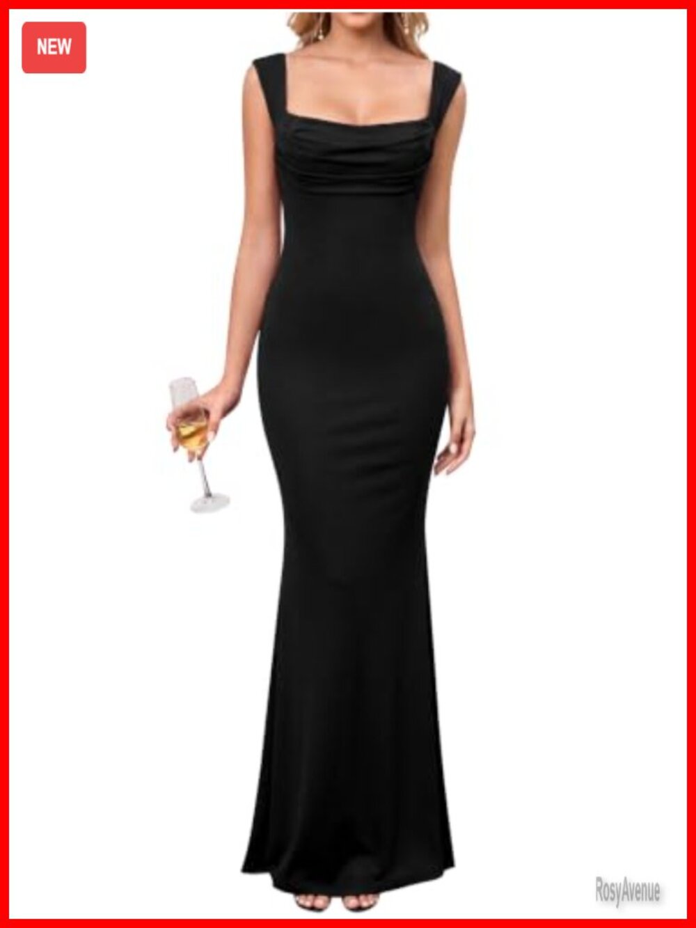 Women's Floral Bodycon Maxi Dress Cowl Neck Mermaid Hem